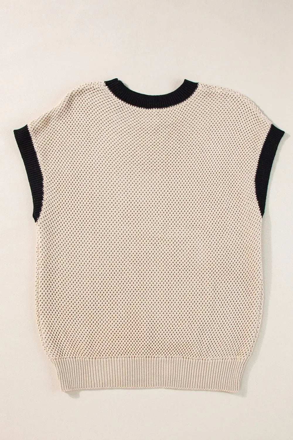 Textured Knit Sweater with Contrast Trim Details - Trendsi - Flyclothing LLC