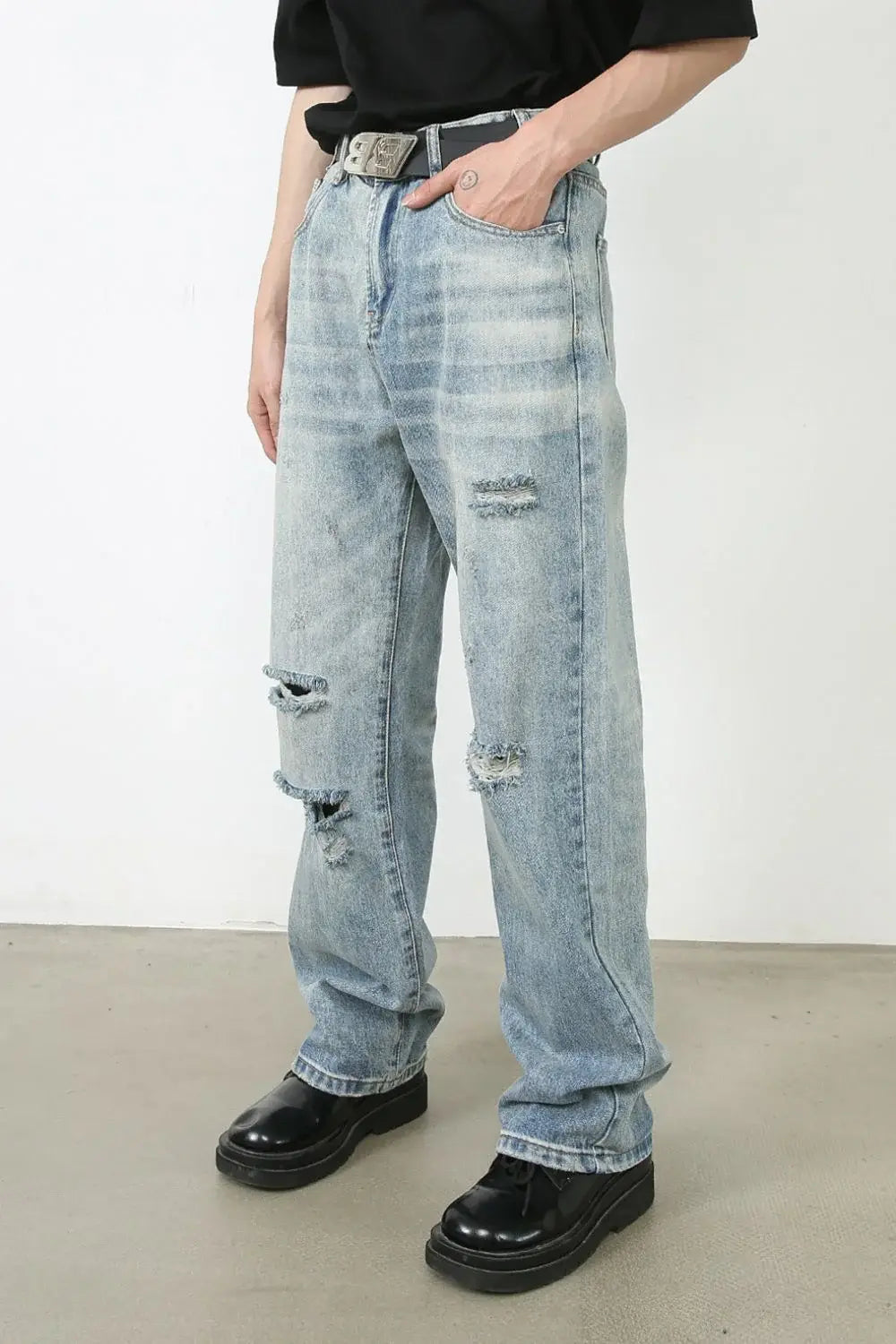 Men's Distressed Jeans with Pockets - Trendsi - Flyclothing LLC