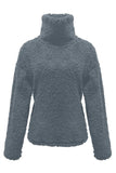 Fuzzy Turtleneck Long Sleeve Sweatshirt - Trendsi - Flyclothing LLC