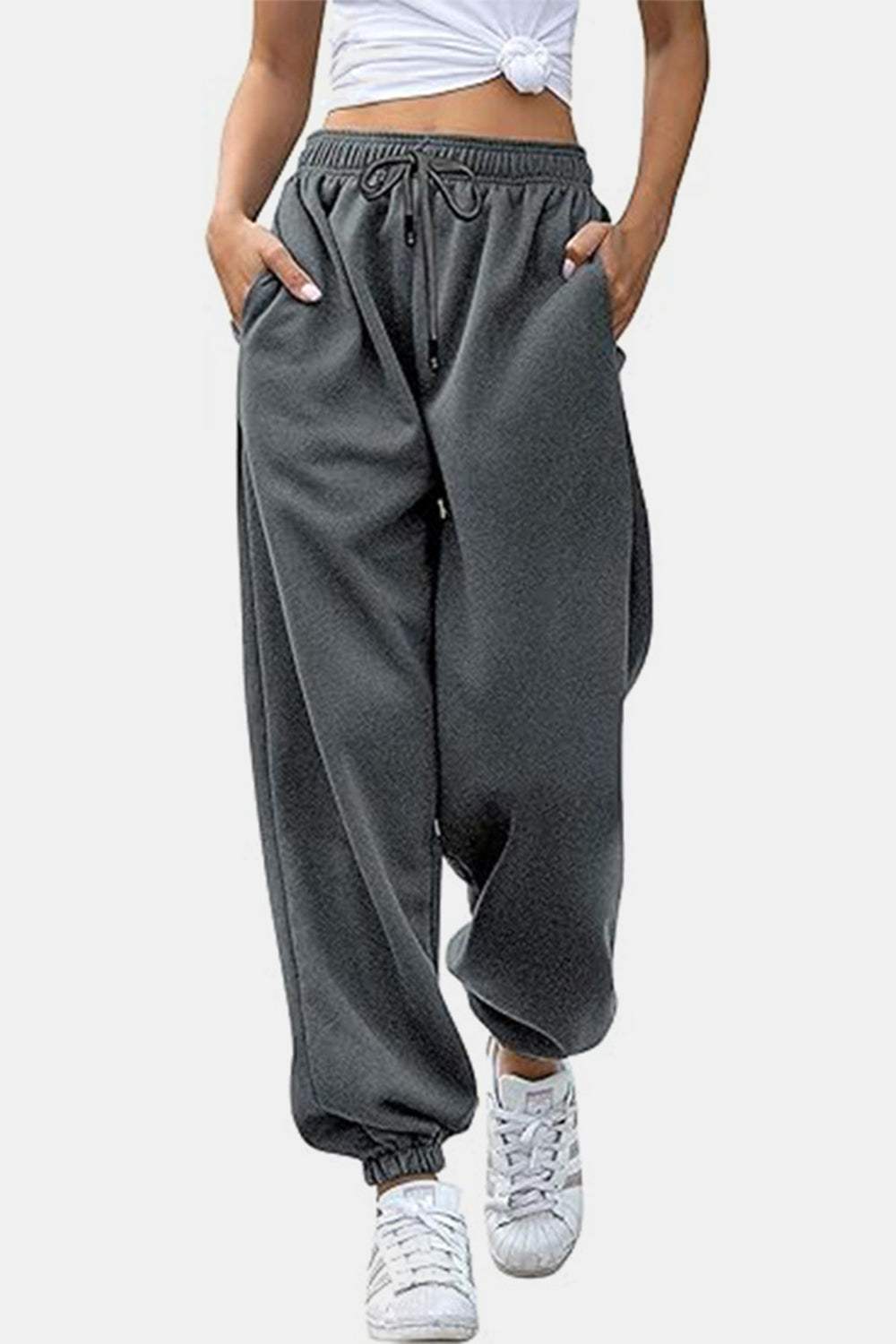 Elastic Waist Joggers with Pockets - Trendsi - Flyclothing LLC