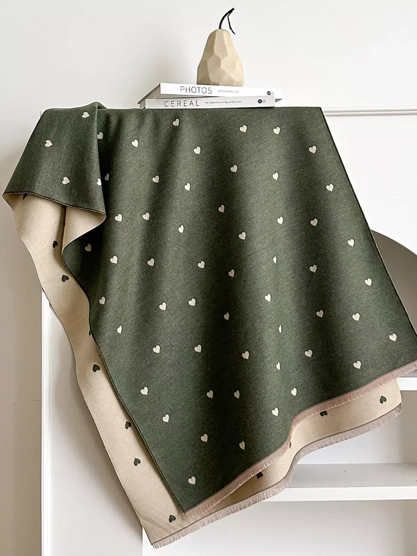 Heart Raw Hem Scarf - Trendsi - Flyclothing LLC
