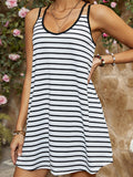 Striped Scoop Neck Double Strap Cami Dress - Trendsi