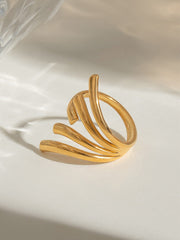 18K Gold-Plated Stainless Steel Irregular Open Ring - Trendsi