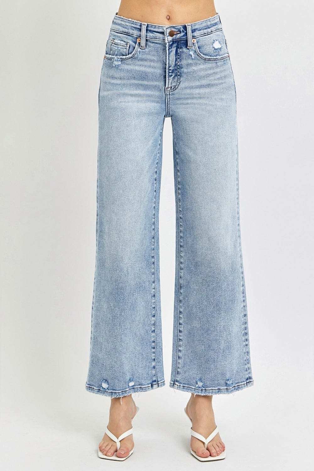 RISEN Full Size Tummy Control High Rise Crop Wide Leg Jeans - Trendsi - Flyclothing LLC