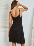 Lace Detail V-Neck Lounge Dress - Trendsi