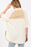 SAGE + FIG Full Size Floral Detail Button Up Short Sleeve Shirt - Trendsi