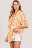 SAGE + FIG Plaid Button Up Side Slit Shirt - Trendsi - Flyclothing LLC