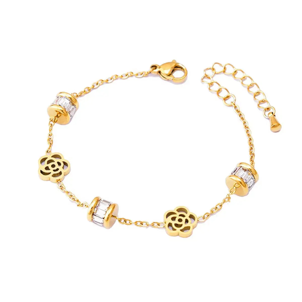 18K Gold-Plated Flower Bracelet - Trendsi - Flyclothing LLC