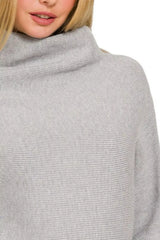 Zenana Viscose Dolman Sleeve Mock Neck Sweater - Trendsi - Flyclothing LLC