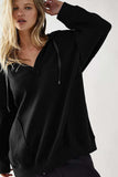 Exposed Seam Drawstring Long Sleeve Hoodie - Trendsi - Flyclothing LLC