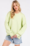Mittoshop Side Slit Round Neck Drop Shoulder Sweater - Trendsi