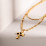 18K Gold-Plated Double Layered Cross Necklace - Trendsi - Flyclothing LLC