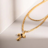 18K Gold-Plated Double Layered Cross Necklace - Trendsi