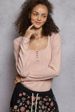 POL Square Neck Cropped Knit Top with Curved Hem - Trendsi - Flyclothing LLC