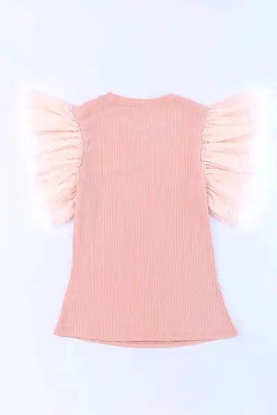 Ruffled Round Neck Cap Sleeve Blouse - Trendsi - Flyclothing LLC