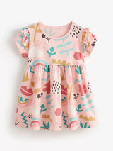 Children's Printed Ruffle Short Sleeve Casual Dress - Trendsi - Flyclothing LLC