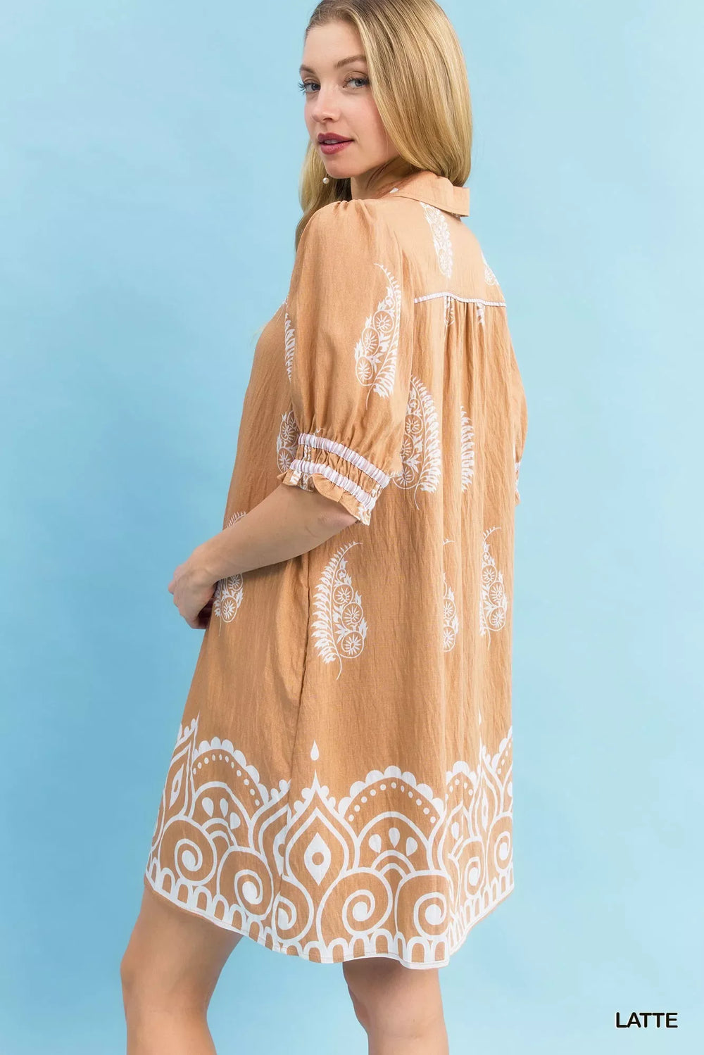 Umgee Paisley Mandala Print Babydoll Dress - Trendsi - Flyclothing LLC