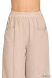 Zenana Woven Airflow Elastic Waistband Pants - Trendsi - Flyclothing LLC