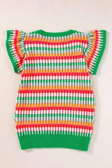 Contrast Striped V-Neck Knit Top - Trendsi - Flyclothing LLC