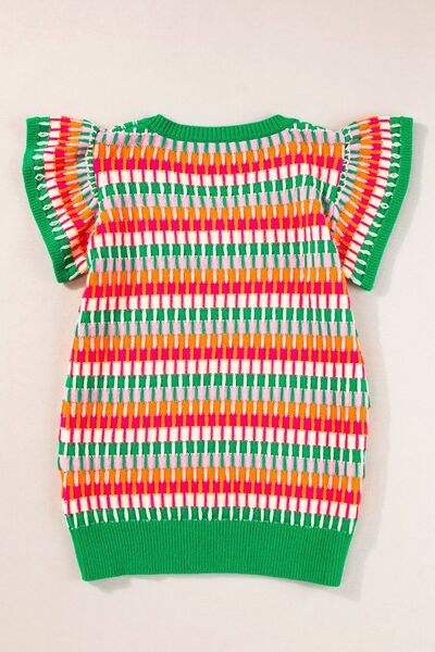 Contrast Striped V-Neck Knit Top - Trendsi - Flyclothing LLC