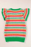 Contrast Striped V-Neck Knit Top - Trendsi