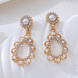 New Arrival Fashion Rhinestone Inlaid Circle Drop Earrings, Premium Unique Pearl Ear Jewelry, Geometric Stud Earrings For Women Daily Wear - My Store - Flyclothing LLC