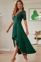 Lace Cutout V-Neck Short Sleeve Dress - Trendsi - Flyclothing LLC
