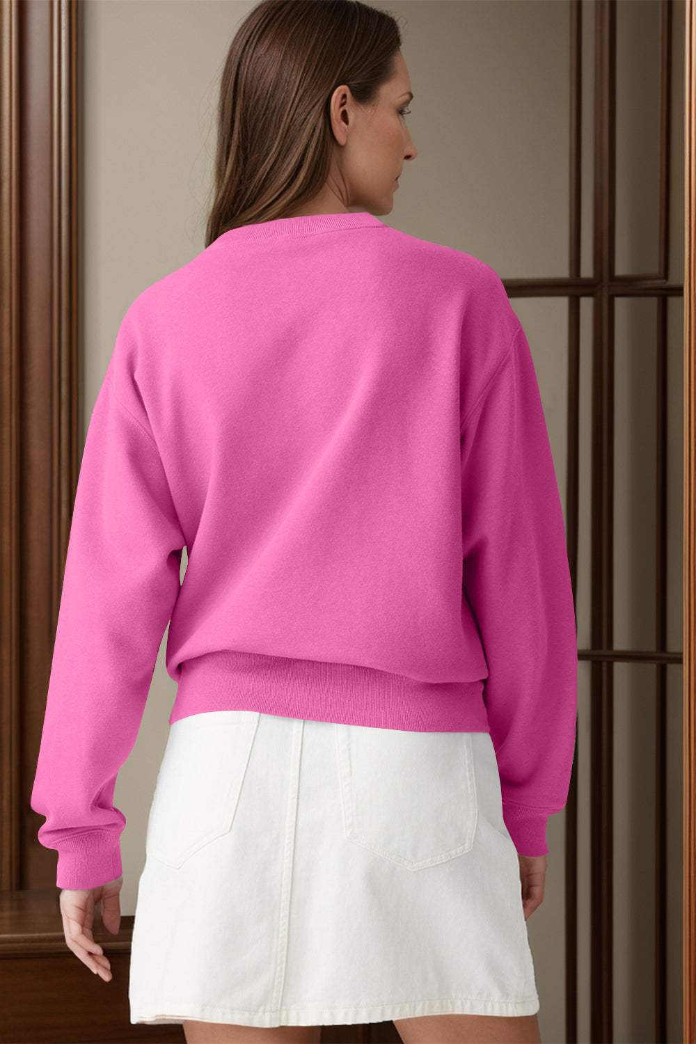 Round Neck Long Sleeve Sweatshirt - Trendsi - Flyclothing LLC