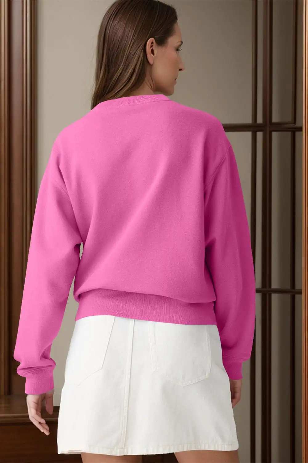 Round Neck Long Sleeve Sweatshirt - Trendsi - Flyclothing LLC
