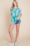 BOMBOM Loose Fit Vintage Floral Tunic Top - Trendsi