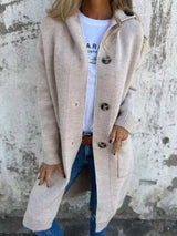 Full Size Button-Down Hooded Cardigan Plus Size - Trendsi - Flyclothing LLC