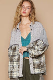 POL Balloon Sleeve Floral Color Block Plaid Shirt - Trendsi