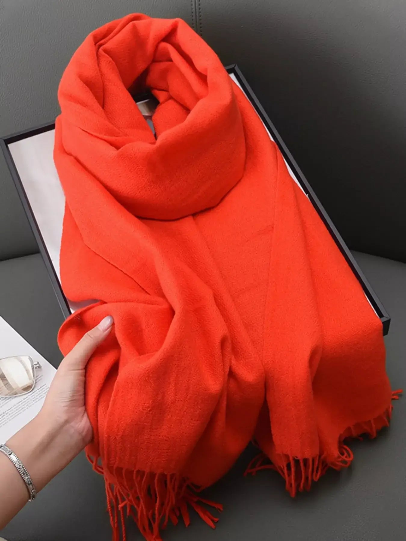 Solid Color Fringe Scarf - Trendsi - Flyclothing LLC