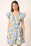 Mittoshop Floral V-Neck Cap Sleeve Mini Dress - Trendsi