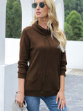 Drawstring Mock Neck Raglan Sleeve T-Shirt - Trendsi