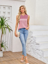 Textured Round Neck Tank - Trendsi - Flyclothing LLC