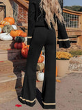Perfee V-Neck Long Sleeve Top and Pants Set - Trendsi