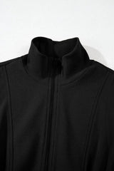 French Terry Zipped Collar Sleeveless Drawstring Waist Mini Dress - Trendsi - Flyclothing LLC