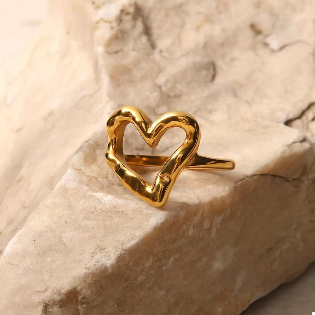 18K Gold-Plated Heart Ring - Trendsi - Flyclothing LLC
