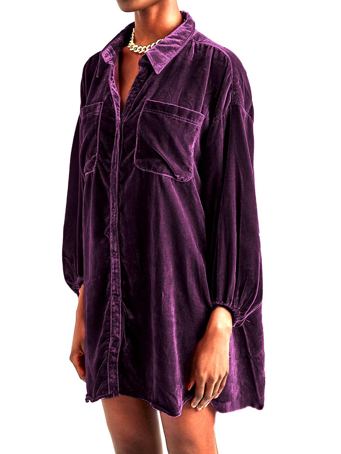 Collared Neck Button Down Long Sleeve Shirt - Trendsi - Flyclothing LLC