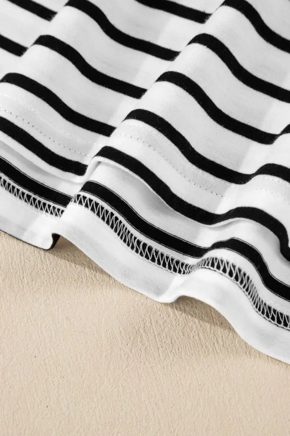 Stripe Half Sleeve Scoop Neck Top - Trendsi - Flyclothing LLC