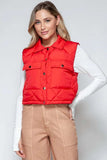 Snobbish Snap Down Quilted Crop Vest - Trendsi - Flyclothing LLC