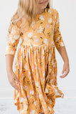 Dandelions in Fall 3/4 Sleeve Pocket Twirl Dress