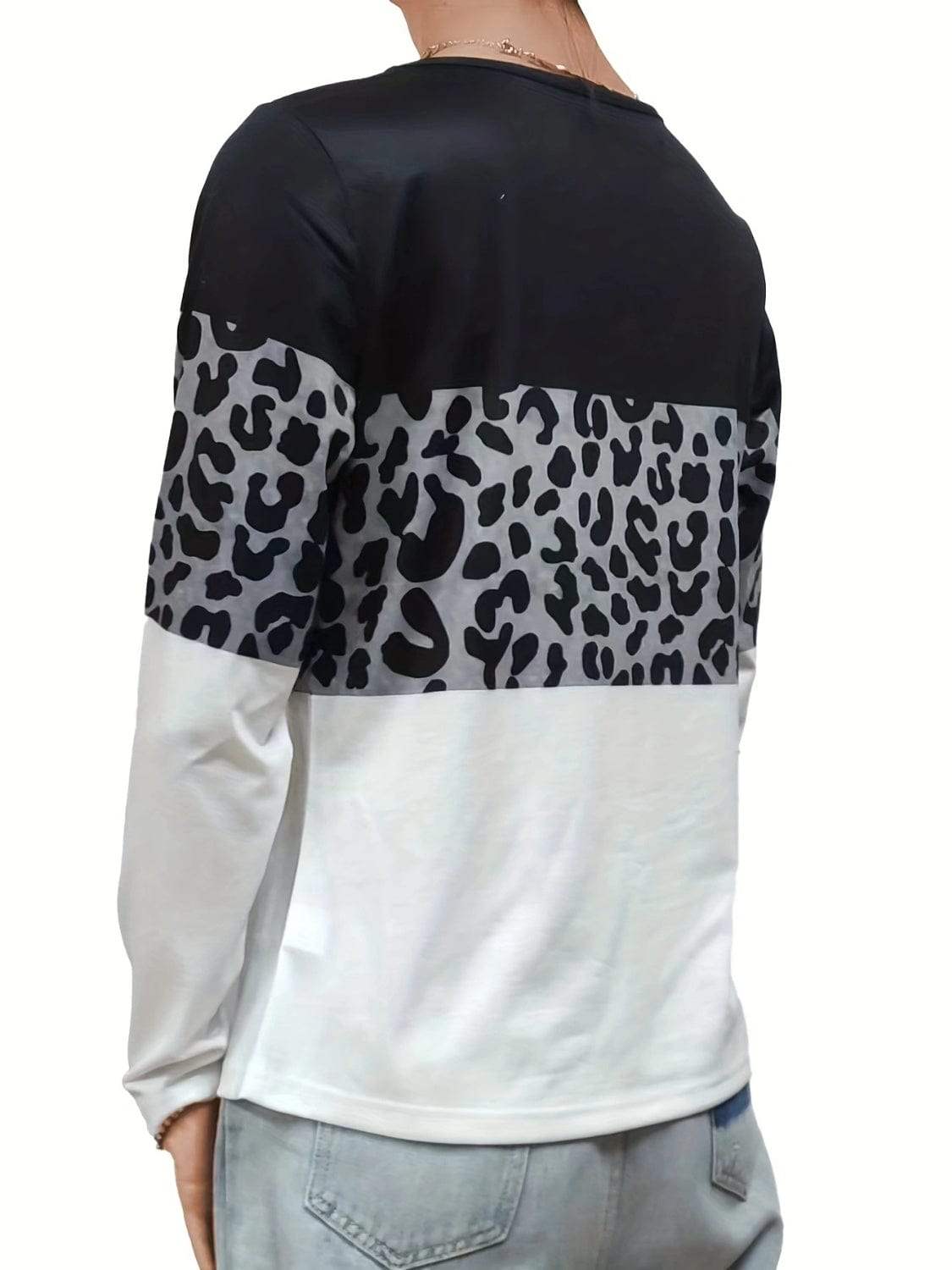 Crisscross Color Block Long Sleeve T-Shirt - Trendsi - Flyclothing LLC