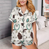 Baha Ranch Brands and Turquoise Western Satin Pajamas  Short Pajama Set