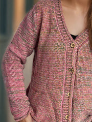 Heathered V-Neck Long Sleeve Cardigan - Trendsi