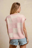 BiBi Checker With Stripes Pattern Sleeveless Sweater - Trendsi - Flyclothing LLC