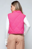 Snobbish Snap Down Quilted Crop Vest - Trendsi