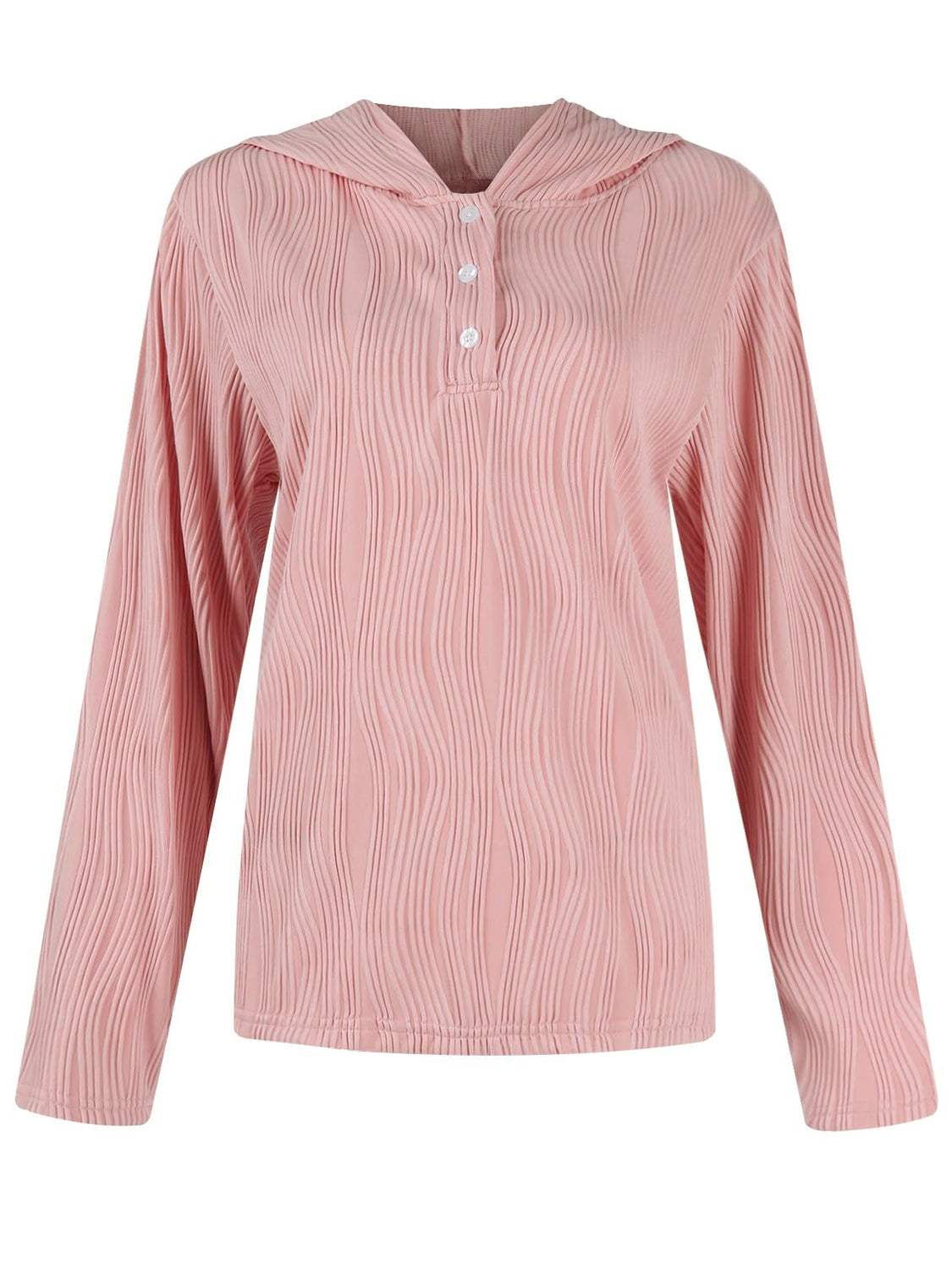 Textured Long Sleeve Hoodie - Trendsi - Flyclothing LLC