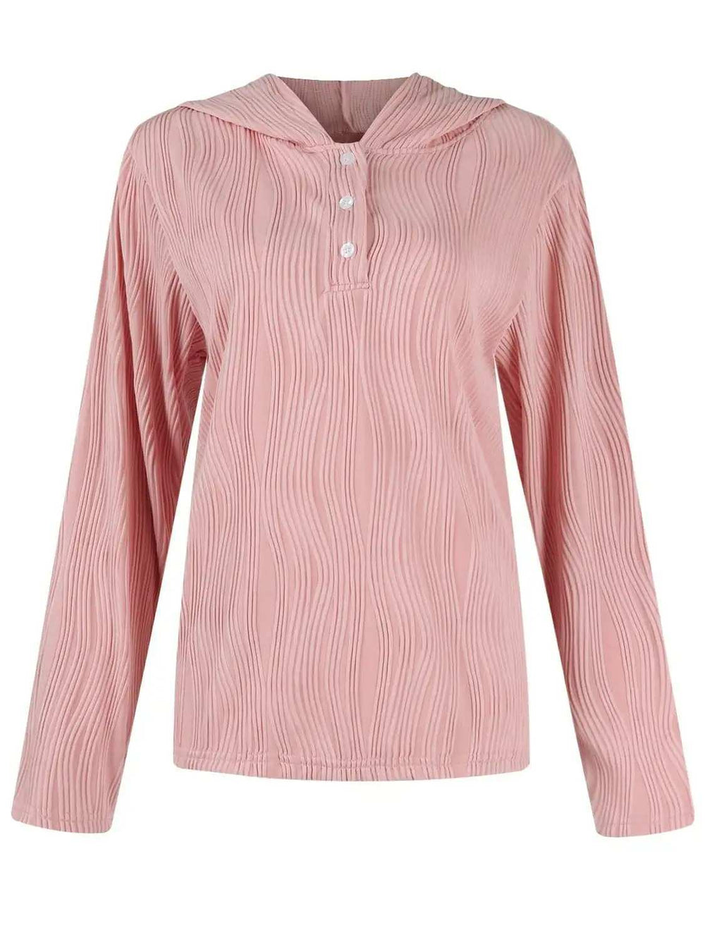 Textured Long Sleeve Hoodie - Trendsi - Flyclothing LLC